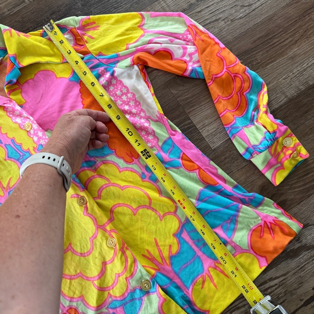 70’s Alice Stuart mod colorful hippie vintage button shirt - Picture 7 of 11